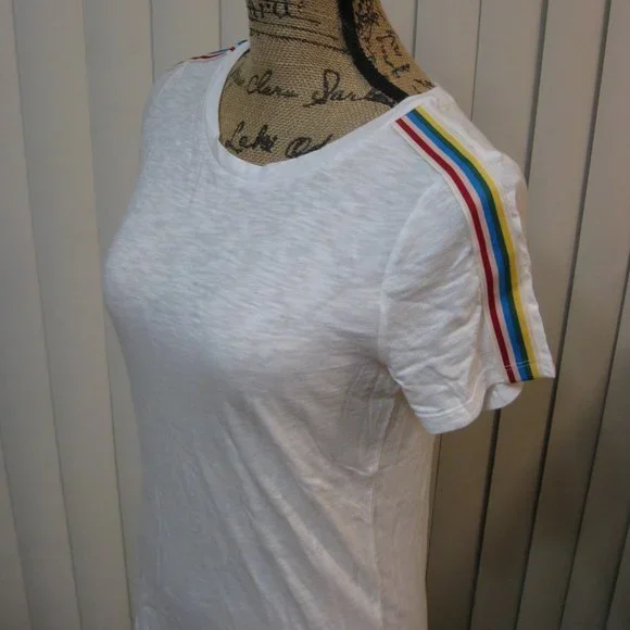 NWT Express white rainbow tee top shirt XS - Picture 2 of 6